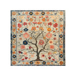 A beautifully designed area rug, titled 'Whispers of Spring Knotted Wool Rug', showcasing an intricate floral pattern with vibrant colors. Perfect for adding warmth and elegance to any living room, this 8x10 wool rug is ideal for those seeking large living room rugs with a touch of nature-inspired beauty.