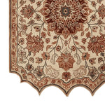Close-up of the 'Whispers of the Persian Garden' hand-tufted area rug, showcasing intricate floral patterns in earthy tones. Ideal as a wool rug for vintage decor, this piece is perfect for living room rugs 8x10. A touch of elegance for area rugs in a living room, inspired by traditional Persian rugs.