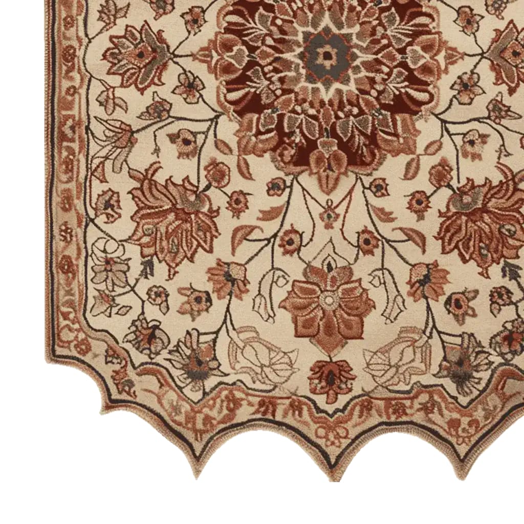Close-up of the 'Whispers of the Persian Garden' hand-tufted area rug, showcasing intricate floral patterns in earthy tones. Ideal as a wool rug for vintage decor, this piece is perfect for living room rugs 8x10. A touch of elegance for area rugs in a living room, inspired by traditional Persian rugs.
