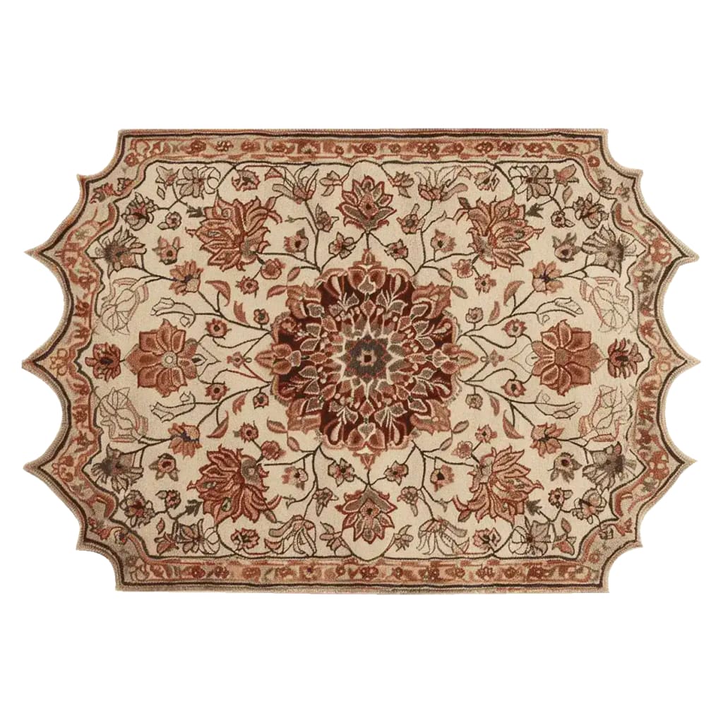 Beautifully designed Persian area rug, showcasing a hand-tufted floral pattern with intricate details in warm earth tones. This wool rug captures a vintage charm, perfect for adding elegance to any living room. Ideal as an 8x10 centerpiece, this rug is a timeless addition to your area rugs collection for the living room.
