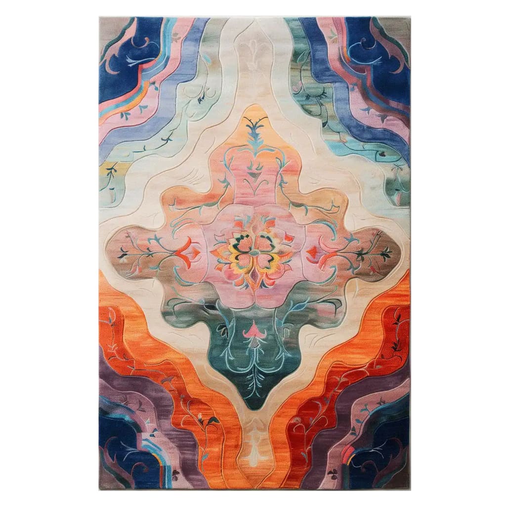 This vibrant Whispers Road Hand Tufted Wool Rug features a stunning abstract design with rich colors and intricate patterns, perfect for adding a touch of elegance to your living space. Ideal for those seeking living room rugs 8x10, this vintage-inspired wool rug beautifully complements any decor style, making it a standout piece in your collection of rugs for living room.