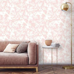 White and Blush Pink Floral Botanical Wallpaper