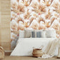 White and Brown Palm Leaves Floral Wallpaper - MAIA HOMES