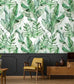 White and Green Oversized Banana Leaves Wallpaper 