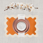 White and Orange 100% Linen Scallop Placemats - Set of 4