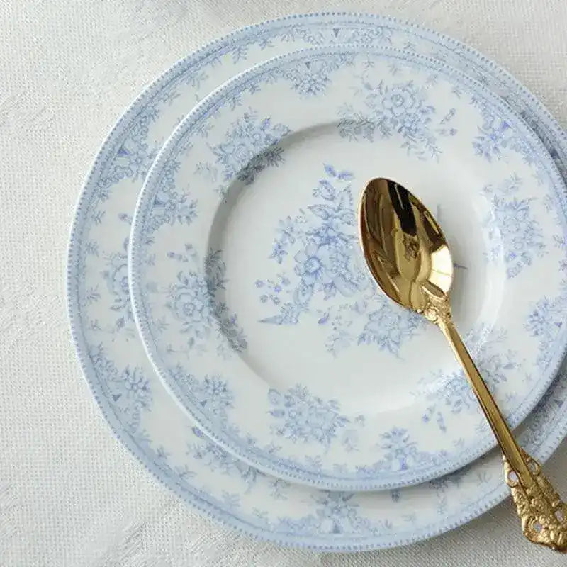 White and Sky Blue Peony Flower Tableware