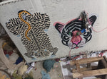 The making of White Authentic Tibetan Tiger Hand Tufted Wool Rug
