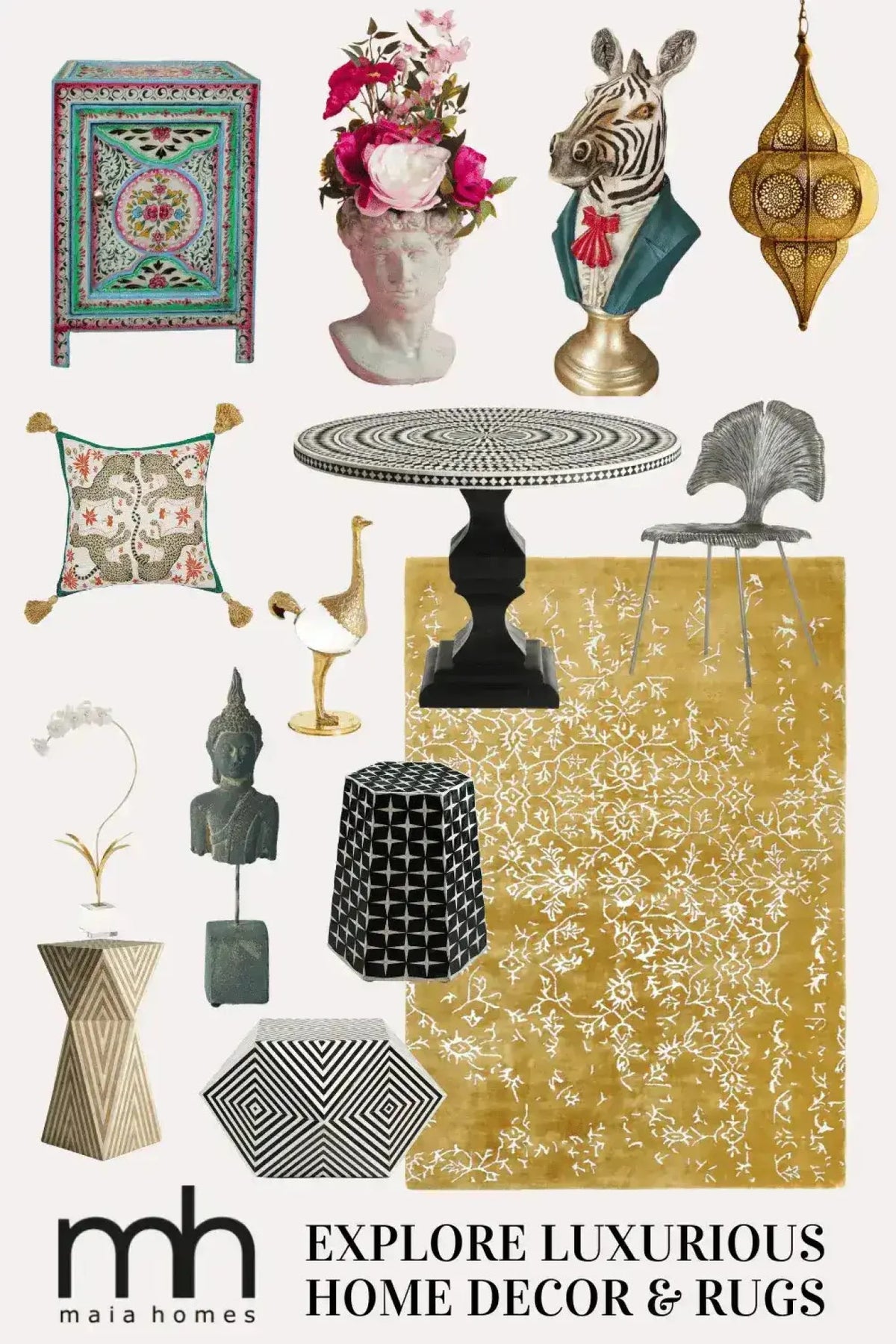 Elegant white bloom hand tufted viscose area rug in golden, featuring a vintage-inspired design. Perfect for large living rooms, this wool rug adds a touch of luxury and sophistication to any living room area.