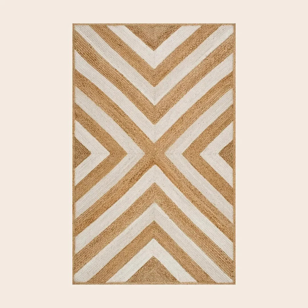 White Chevron Jute Rug