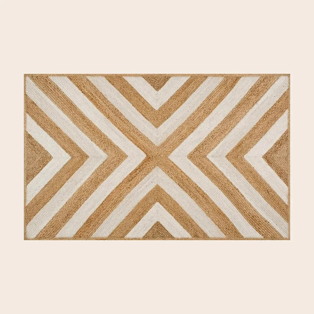 White Chevron Jute Rug