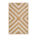 Stylish area rug featuring a white chevron pattern crafted from natural jute fibers, ideal for enhancing the decor of living rooms, dining rooms, and bedrooms.