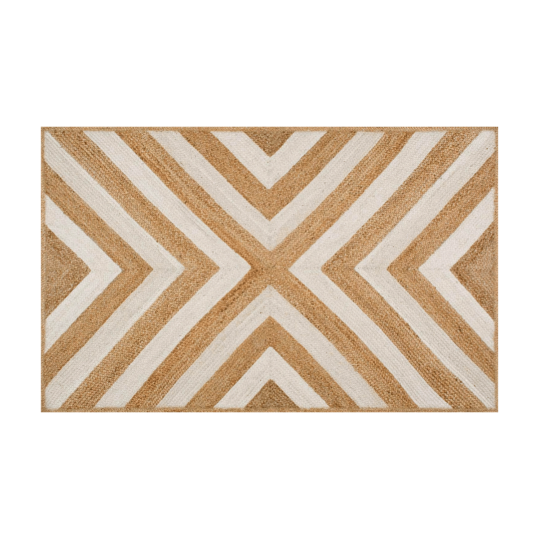 White Chevron Jute Rug