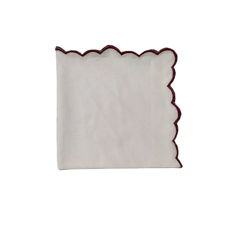 White Cotton Napkins with Embroidered Trim