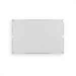 Reverse side of the daisy ladies in blue acrylic serving tray — clear rectangular acrylic, plain bottom