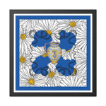 White Daisy Ladies in Blue Framed Poster Wall Art 24″ x 24″ (Square) Semi Glossy