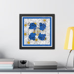 White Daisy Ladies in Blue Framed Poster Wall Art