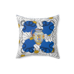 White Daisy Ladies in Blue Polyester Square Throw Pillow 16" × 16"