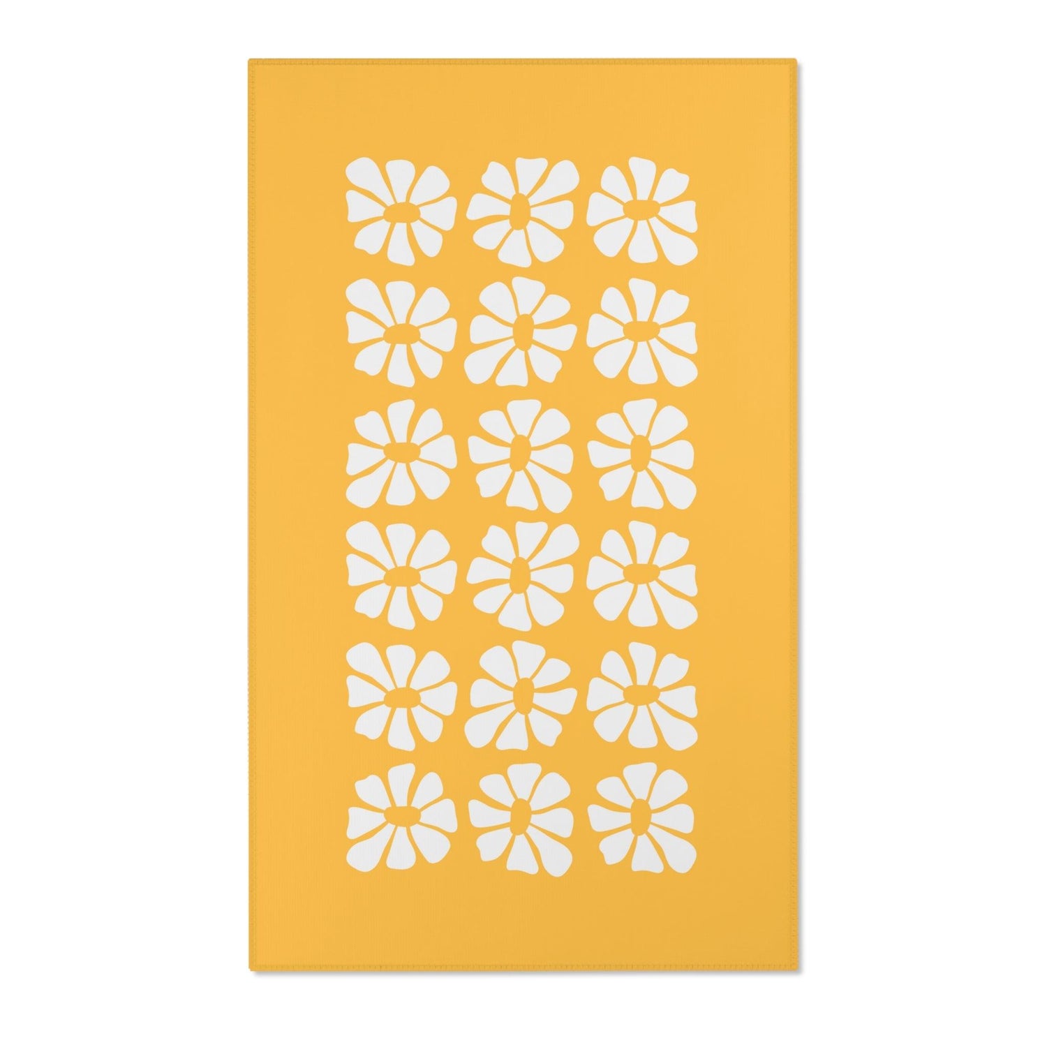 White Flowers Yellow Printed Area Rugs 36" × 60"