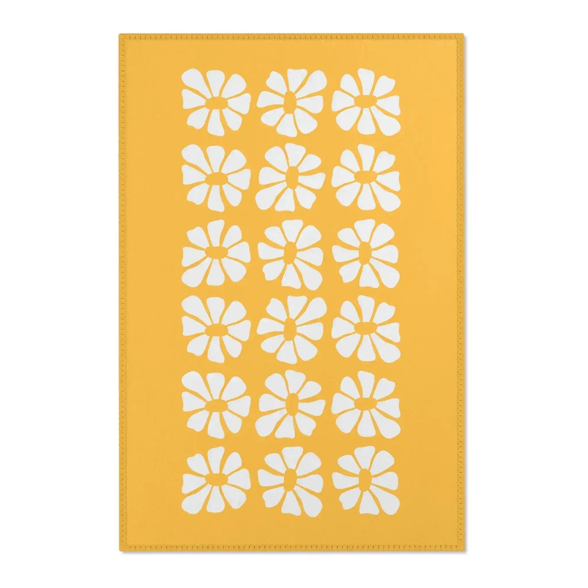 White Flowers Yellow Printed Area Rugs 24" × 36"