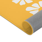 White Flowers Yellow Printed Area Rugs