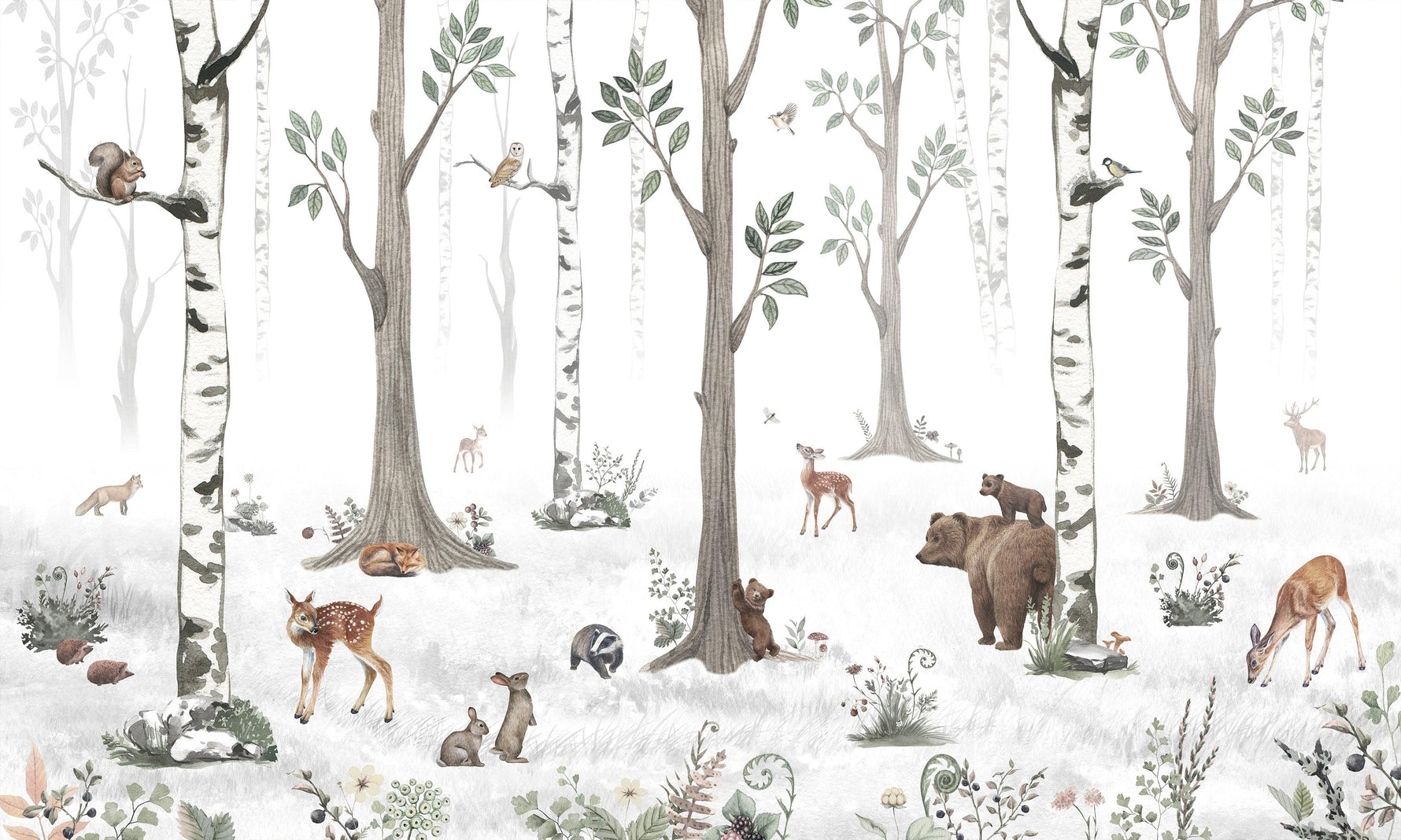 White Forest Wallpaper Mural