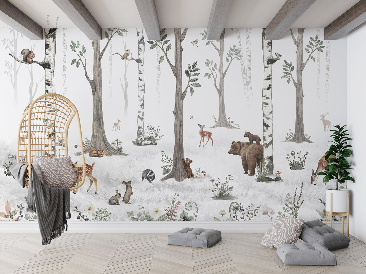 White Forest Wallpaper Mural - MAIA HOMES