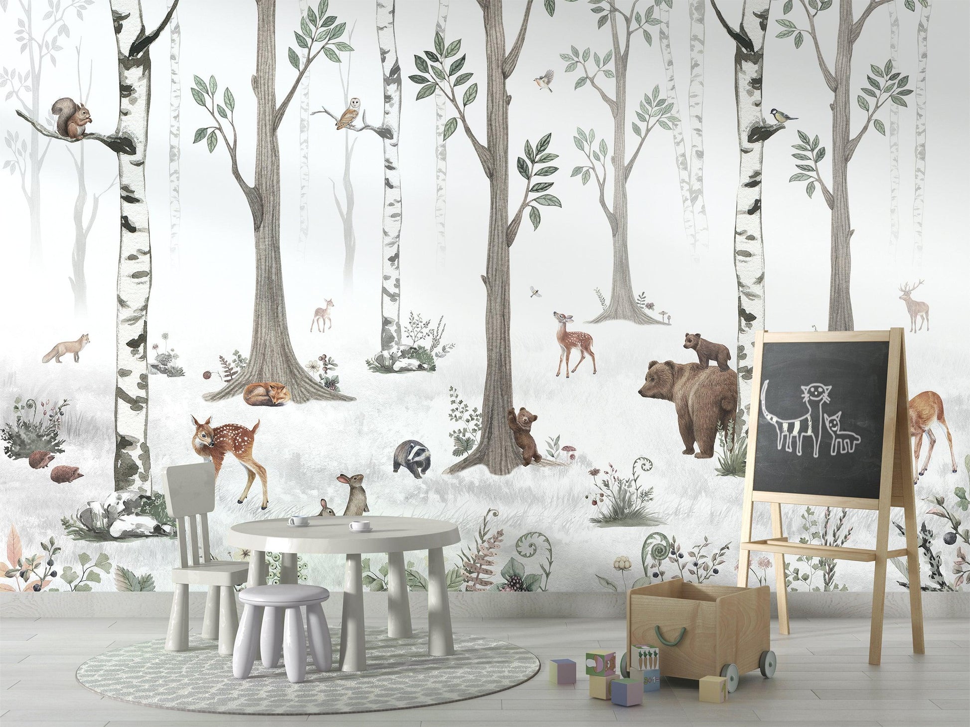 White Forest Wallpaper Mural - MAIA HOMES