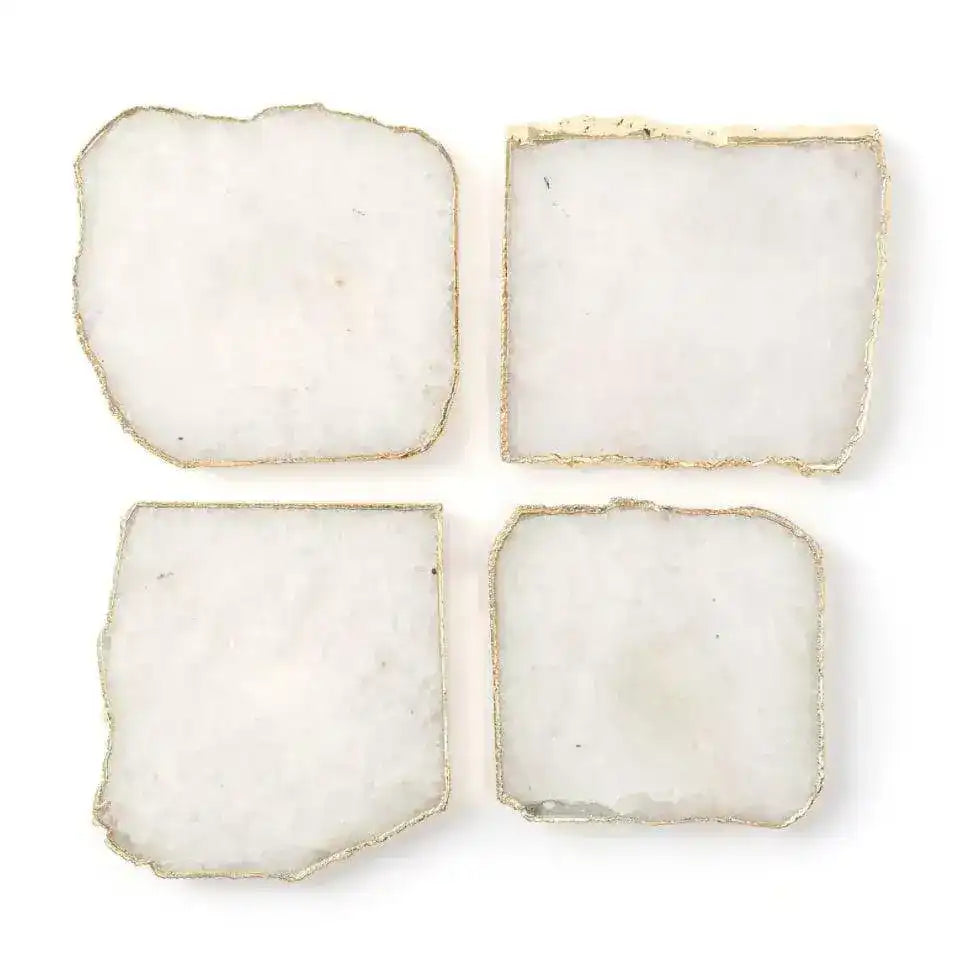 White Quartz Agate Coaster Set of 4