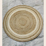 White Trim Natural Hanna Hand Braided Round Jute Rug