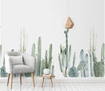 White Watercolor Cactus Wallpaper Mural