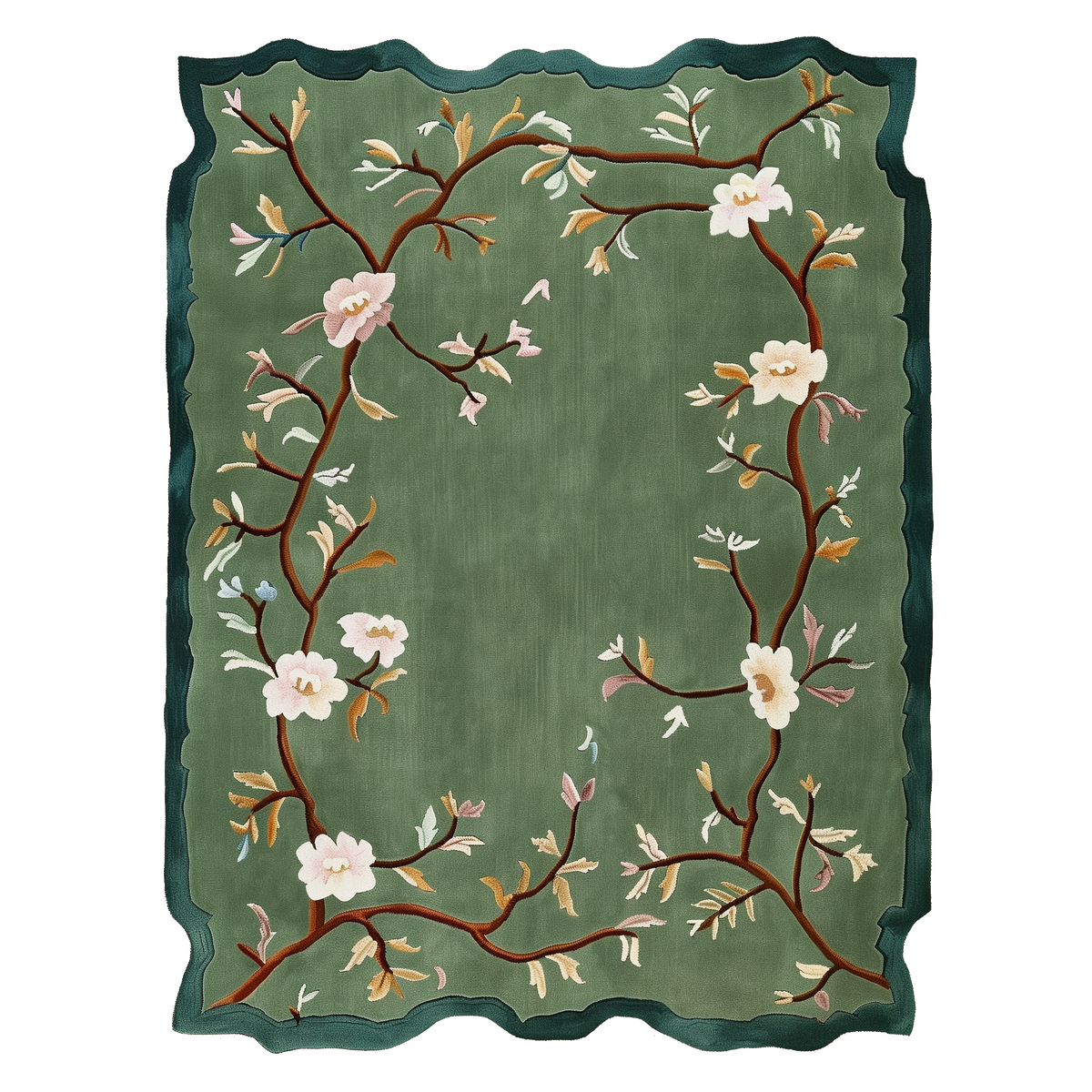 Wild Bloom Frame Hand Tufted Wool Rug