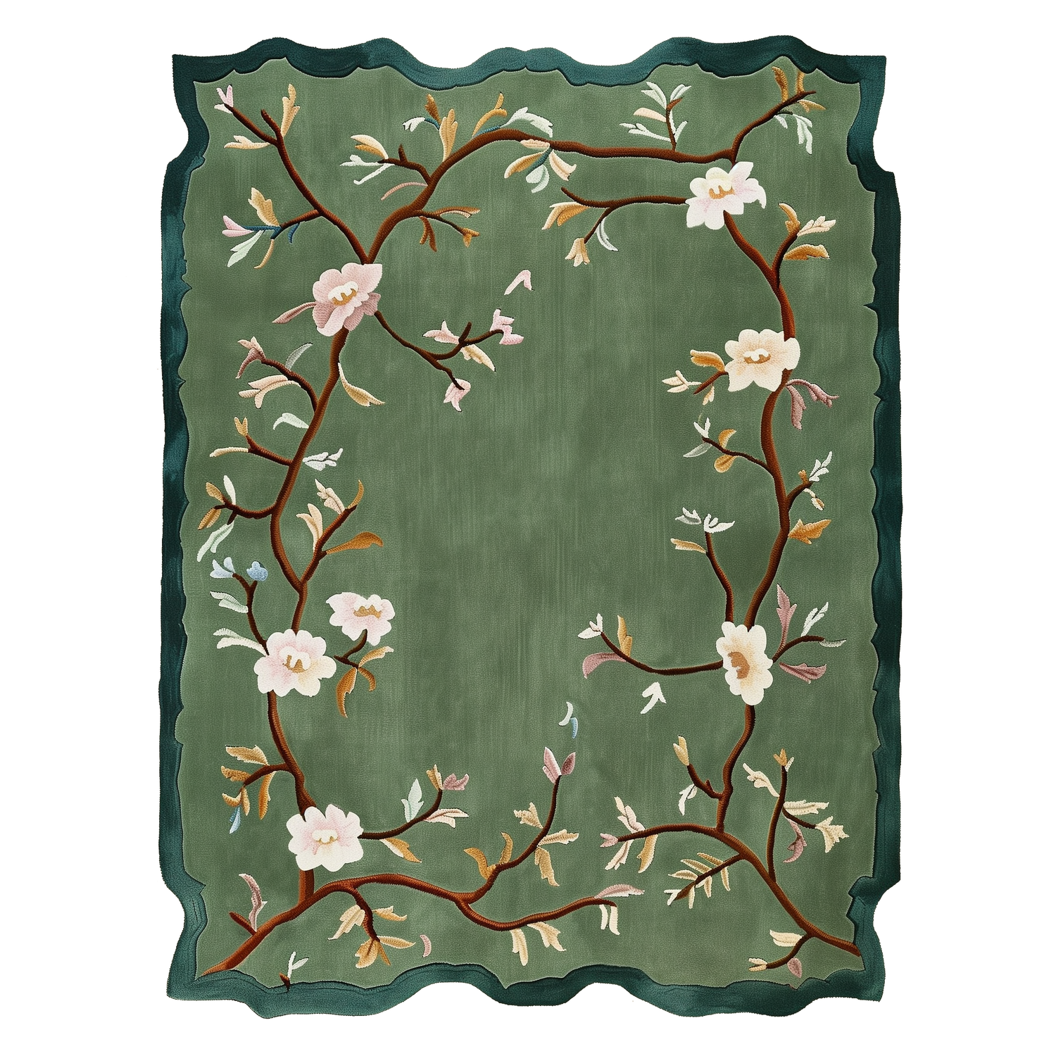 Wild Bloom Frame Hand Tufted Wool Rug