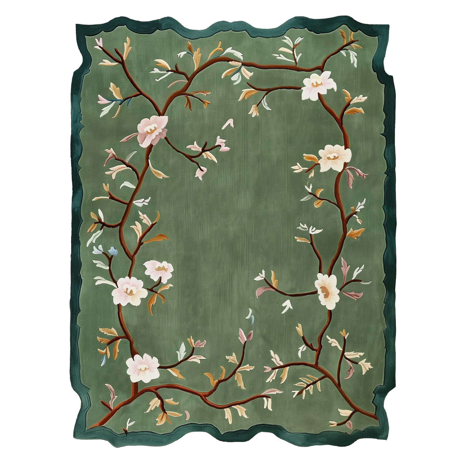 Wild Bloom Frame Hand Tufted Wool Rug