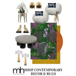 A vibrant Wild Bloom II Hand Tufted Wool Rug featuring a lush botanical design with purple and green foliage. Perfect for adding a touch of nature to your living room or bedroom, this area rug offers a cozy feel and vibrant look, enhancing contemporary decor effortlessly.