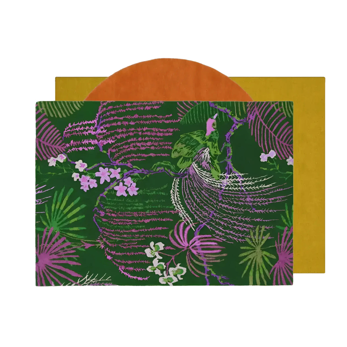 Vibrant Wild Bloom II Hand Tufted Wool Area Rug featuring an abstract floral design in green, pink, and purple hues. Perfect for adding a splash of color to living rooms or bedrooms, this wool rug is a stunning centerpiece for any space.