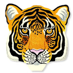 Vibrant tiger face design on a hand-tufted wool area rug, perfect for adding a bold statement to your living room or dining room. This unique accent piece serves as an eye-catching dining room area rug, crafted to enhance any space with its artistic flair.