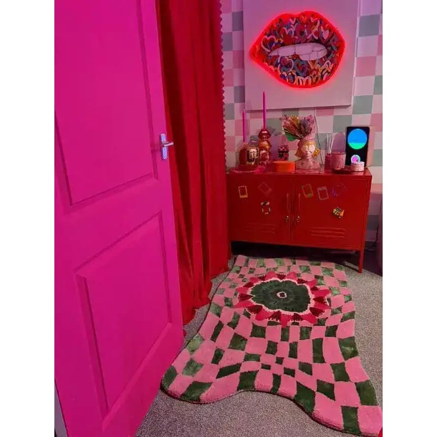 Wild Flower Wavy Checker Hand Tufted Wool Rug - MAIA HOMES