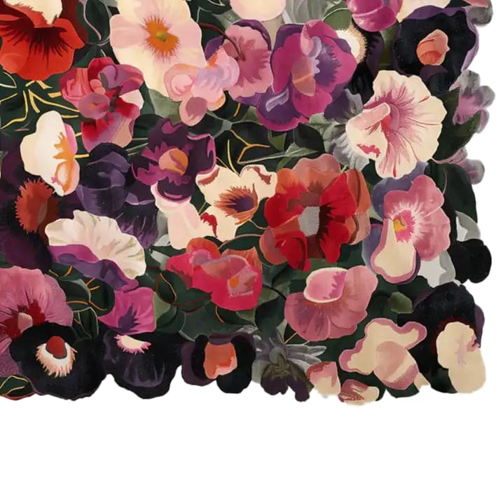 Vibrant Wild Garden Hand Tufted Wool Area Rug featuring a stunning array of colorful flowers, perfect for adding a splash of nature-inspired beauty to any living room. This floral rug is an ideal choice for those seeking elegant area rugs for their living space.