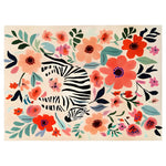 This vibrant area rug features a playful zebra design surrounded by colorful wildflowers, perfect for adding a splash of color to your living room. The hand-tufted wool rug offers a cozy texture in an 8x10 size, making it an ideal choice for living room area rugs.