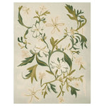 Beautifully crafted area rug with a hand-tufted design featuring elegant wildflower vines. This wool rug is perfect for adding a touch of nature to your living room. The intricate floral patterns in green and white make this one of the best area rugs for living room spaces.