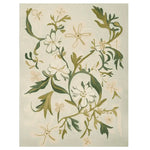 Beautifully crafted area rug with a hand-tufted design featuring elegant wildflower vines. This wool rug is perfect for adding a touch of nature to your living room. The intricate floral patterns in green and white make this one of the best area rugs for living room spaces.