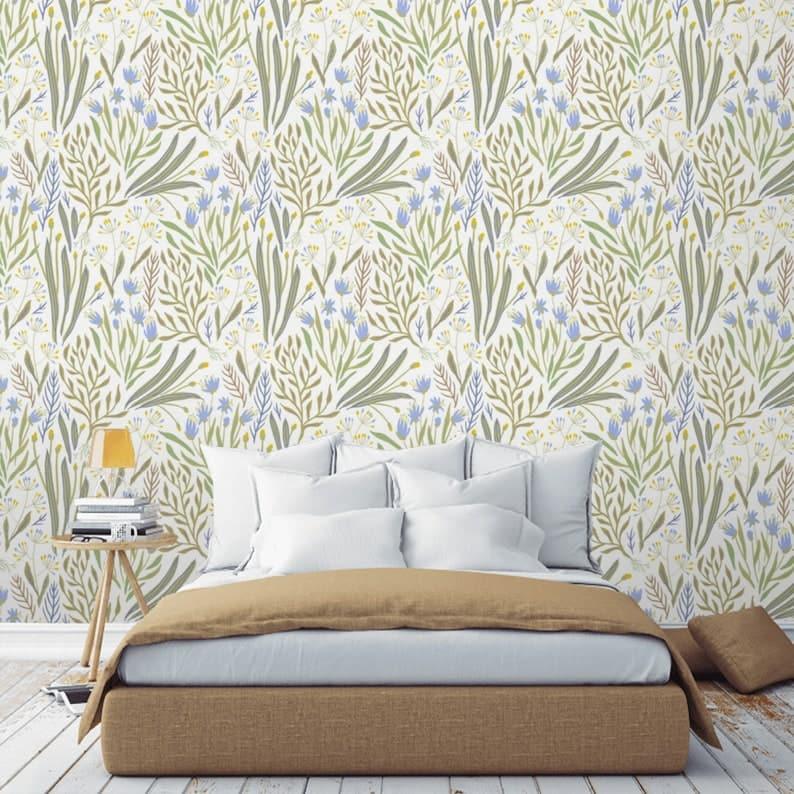 Botanical Herbs and Wildflowers Watercolor Wallpaper Botanical Herbs and Wildflowers Watercolor Wallpaper Wildflowers and Herbs Traditional Wallpaper 