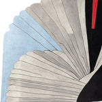 Contemporary area rug featuring an abstract design with soft grey and blue tones, ideal for large living room spaces. This hand-tufted wool rug adds a sophisticated touch to modern interiors.