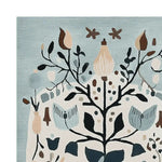 Elegant area rug with a hand-tufted design featuring abstract floral patterns in soft earth tones. This wool rug adds a touch of artistic flair to large living room spaces, showcasing intricate detailing and a harmonious color palette.