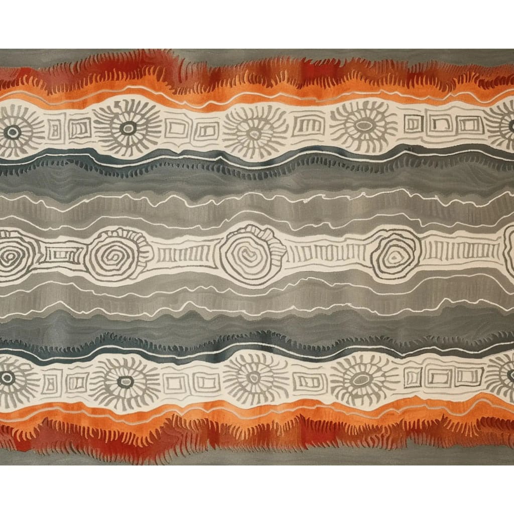 Vibrant Woodland Essence hand-tufted area rug showcasing intricate abstract patterns with warm earthy tones, ideal for adding a contemporary touch to your living room or office. This wool rug features bold designs perfect for any modern space.