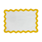 Yellow and White Scallop 100% Linen Placemat - Set of 4