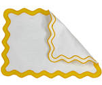 Yellow and White Scallop 100% Linen Placemat - Set of 4