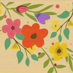 Vibrant floral design on a hand-tufted area rug, featuring colorful flowers and leaves on a soft yellow background. Perfect for adding a splash of color to an office or dining room, this wool rug brings warmth and style to any space.