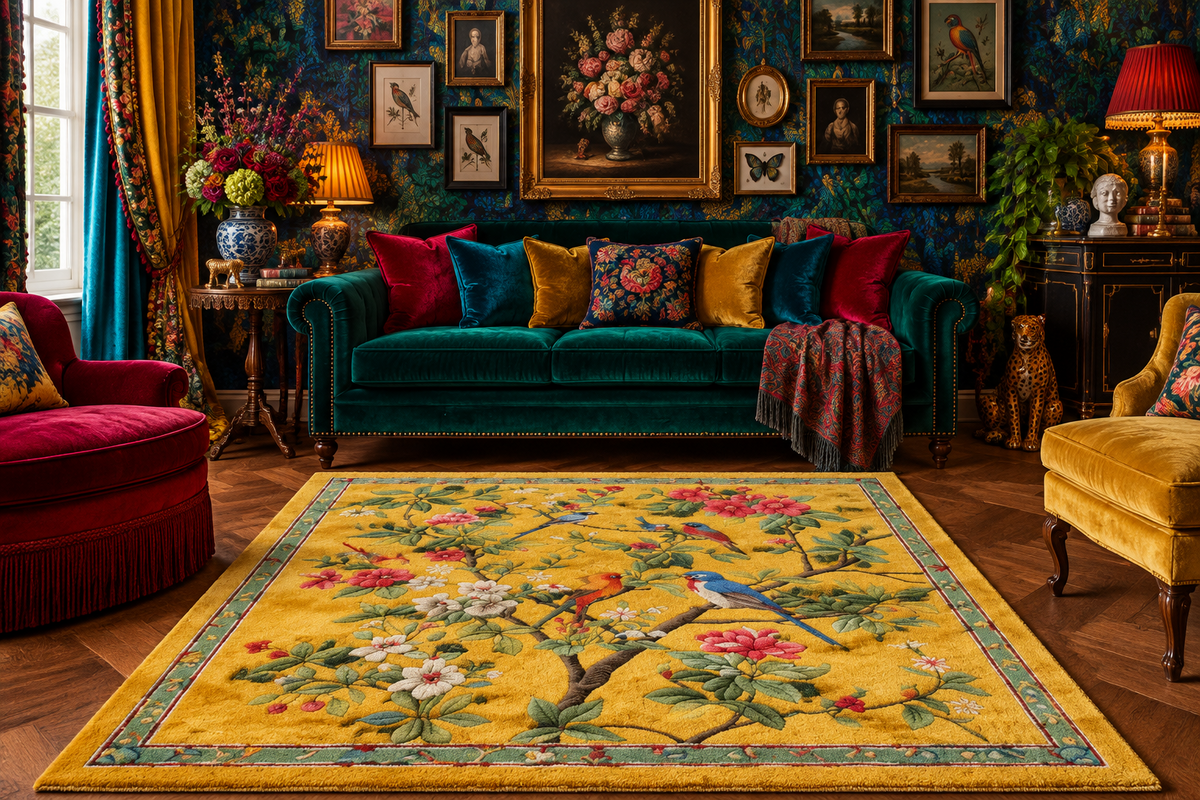 Yellow Meadow Harmony Square Viscose Tufted Rug