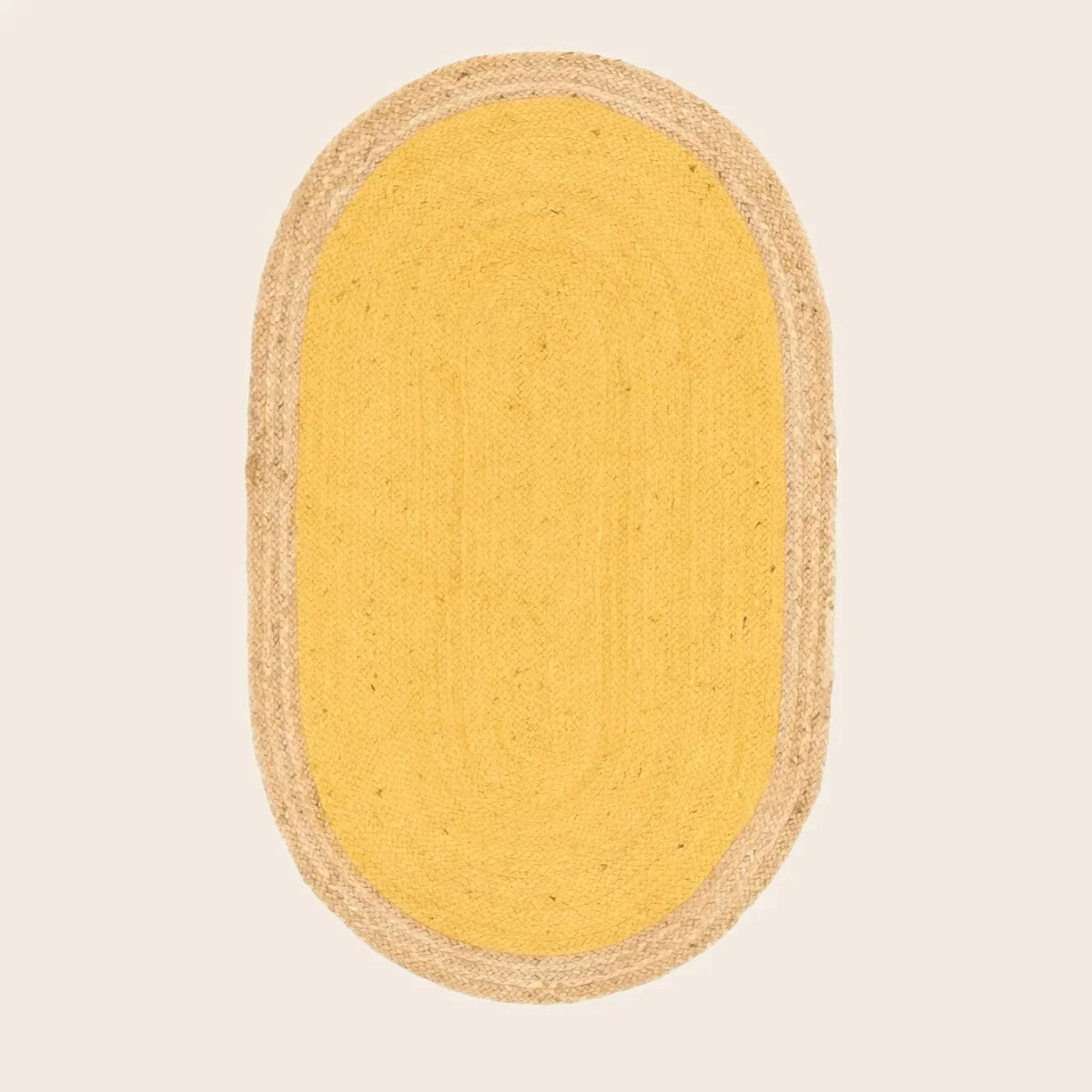 Yellow Oval Jute Rug